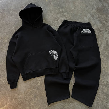 CD Print Hoodie and Joggers Set