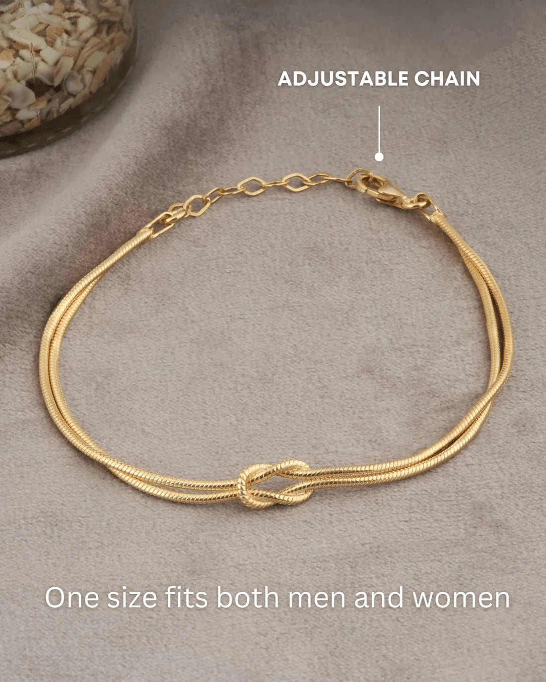 Gold Forever Knot Bracelet with adjustable extender